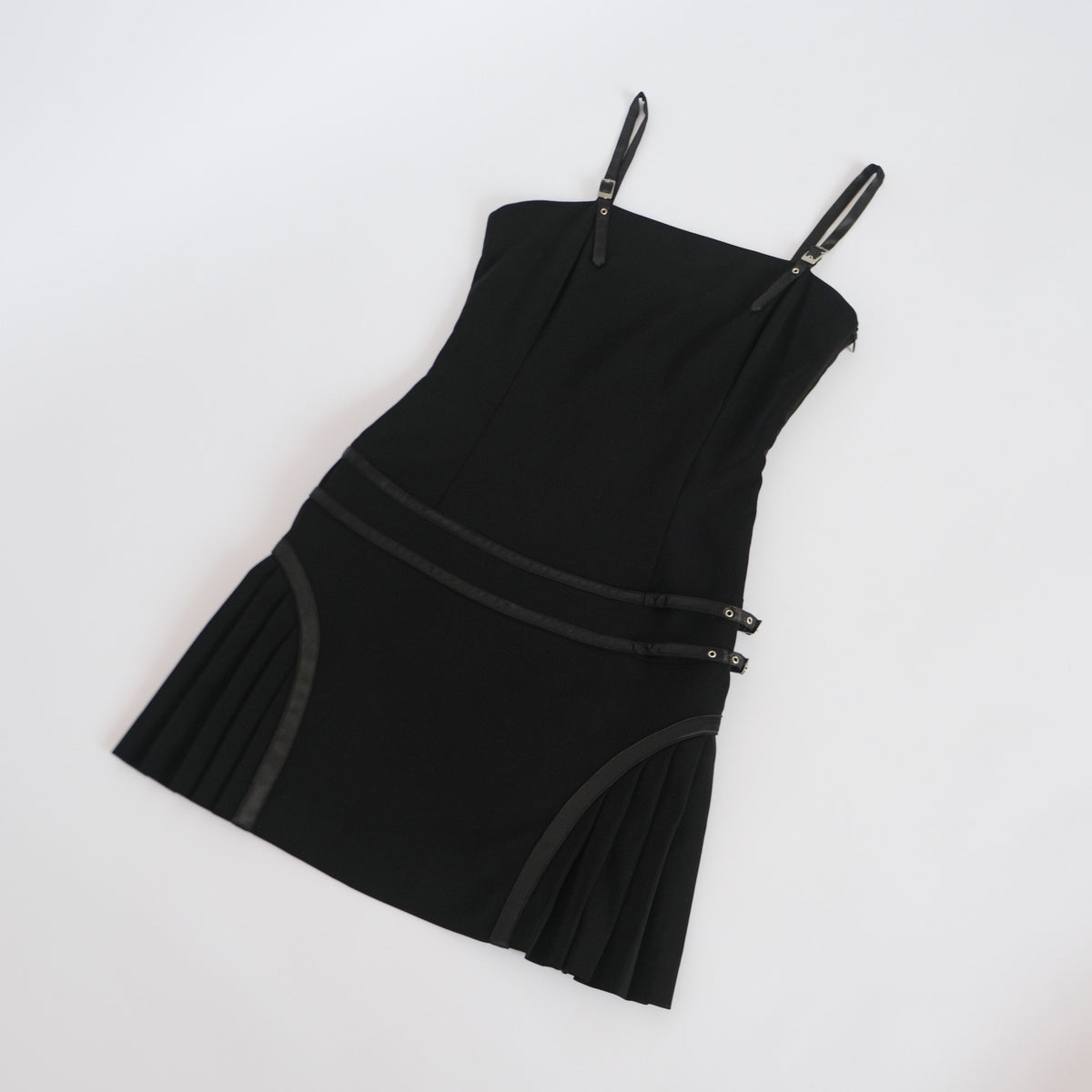 dion lee stitch tuck mini dress Early 2000s Pleated Mini Dress – kikovintage