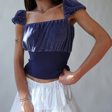 Load image into Gallery viewer, Vintage Miu Miu Velvet Blue Crop