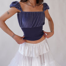Load image into Gallery viewer, Vintage Miu Miu Velvet Blue Crop