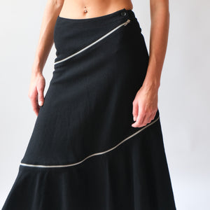 Comme Des Garcons Black Zip Midi Skirt