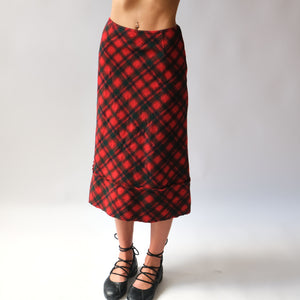 Comme Des Garcons Red Tartan Wool Skirt