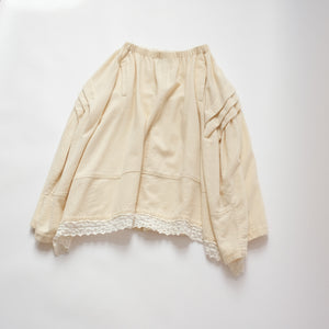 90s Comme Des Garcons Cream Wool Bustle Midi Skirt