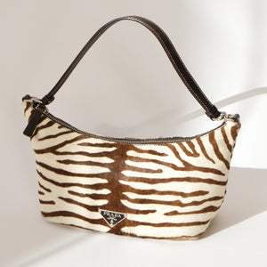 Vintage Zebra Print Cavallino Shoulder Bag