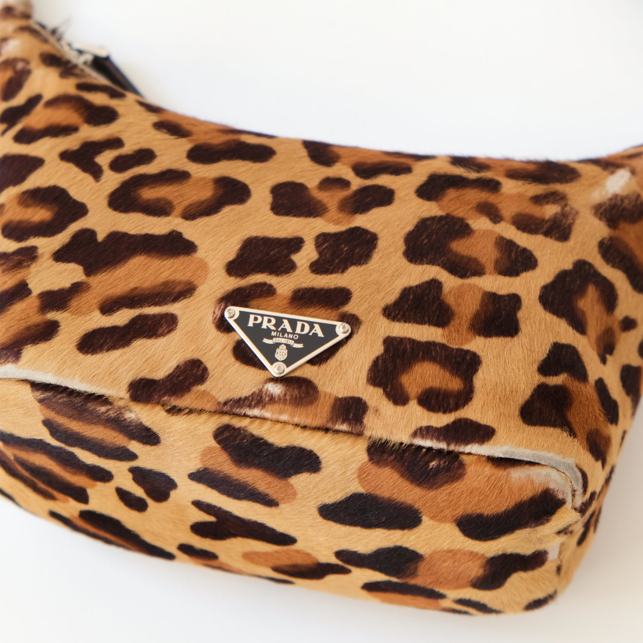 Vintage Prada Pattina Sottospalla Cavallino Shoulder Bag in Leopard Print