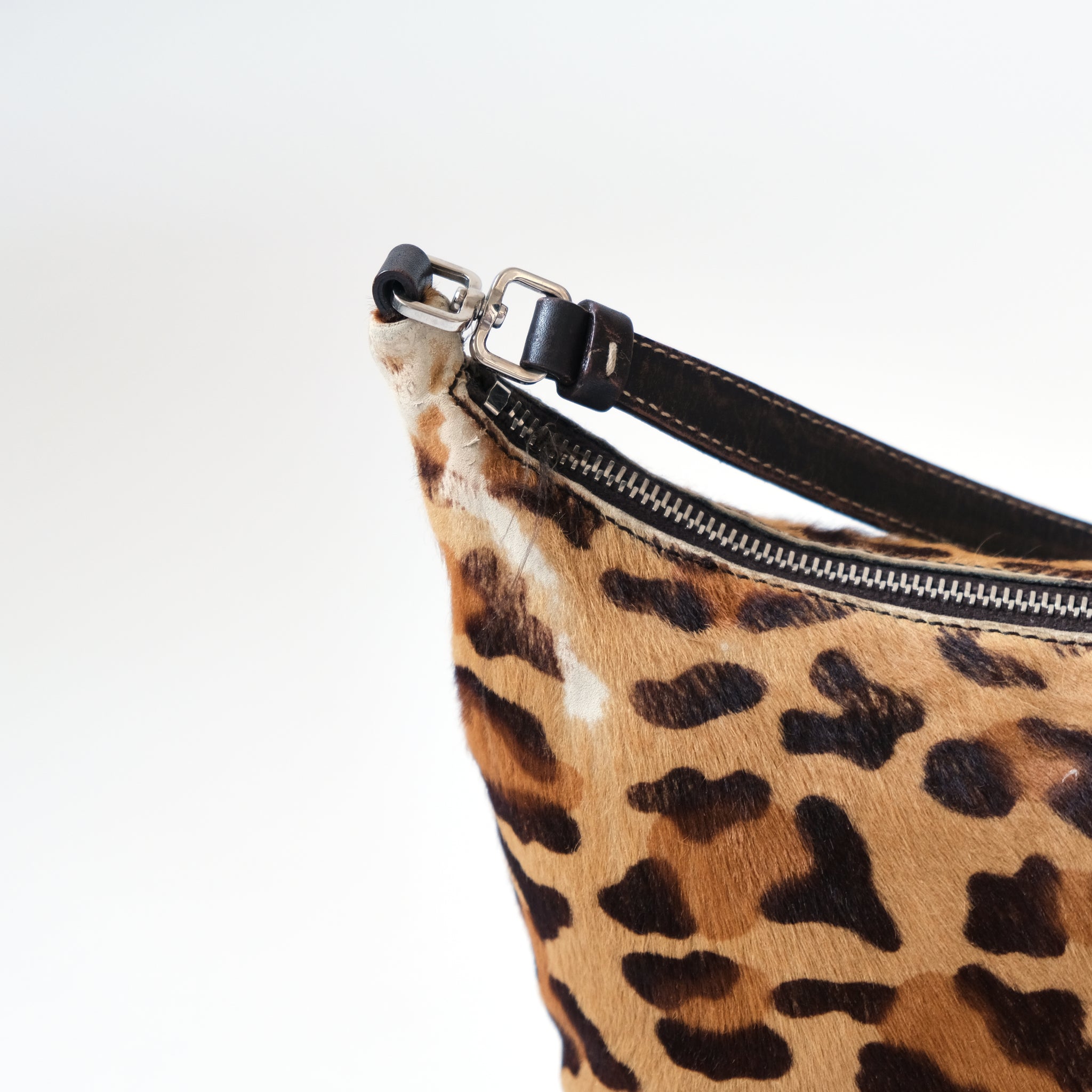 Vintage Prada Pattina Sottospalla Cavallino Shoulder Bag in Leopard Print