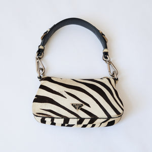 Vintage Zebra Print Pony Hair Shoulder Bag