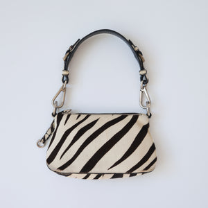 Vintage Zebra Print Pony Hair Shoulder Bag