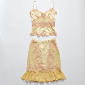 Rare vintage 90s Silk Top + Skirt Co-ord