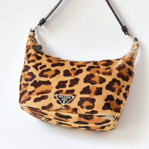 Prada Leopard Print Cavallino Shoulder Bag