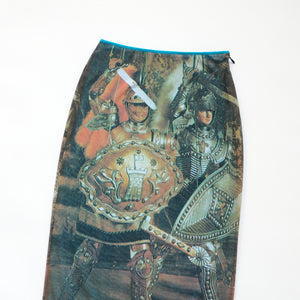 Dolce & Gabbana 2000s Knight Print Midi Skirt