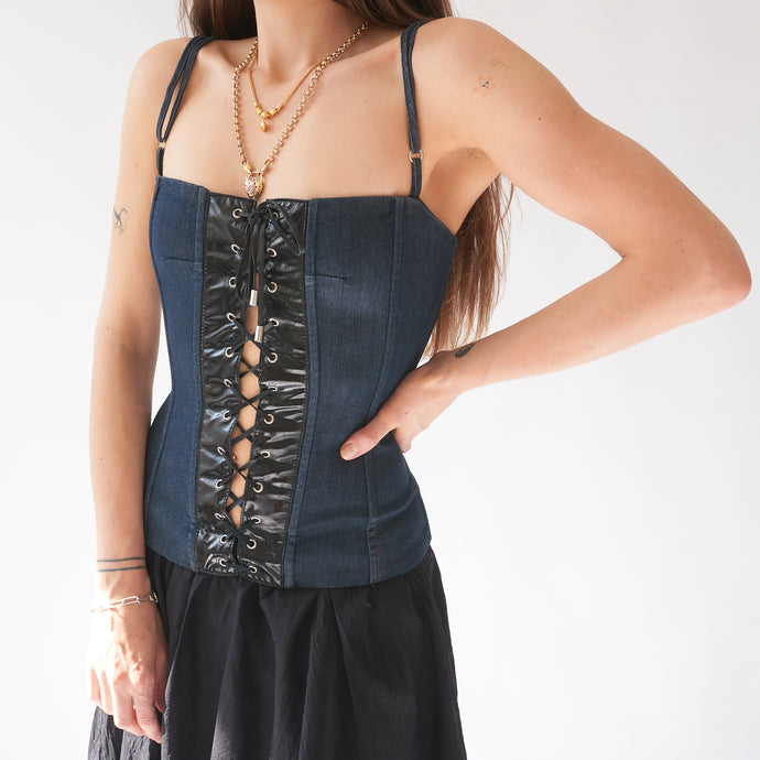 Dolce & Gabbana 2007 PVC and Denim Corset