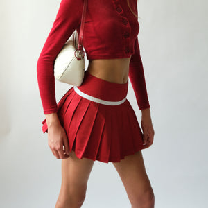 Dolce & Gabbana Red Pleated Mini Skirt