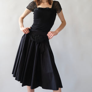 DKNY Black Midi Skirt w Bow