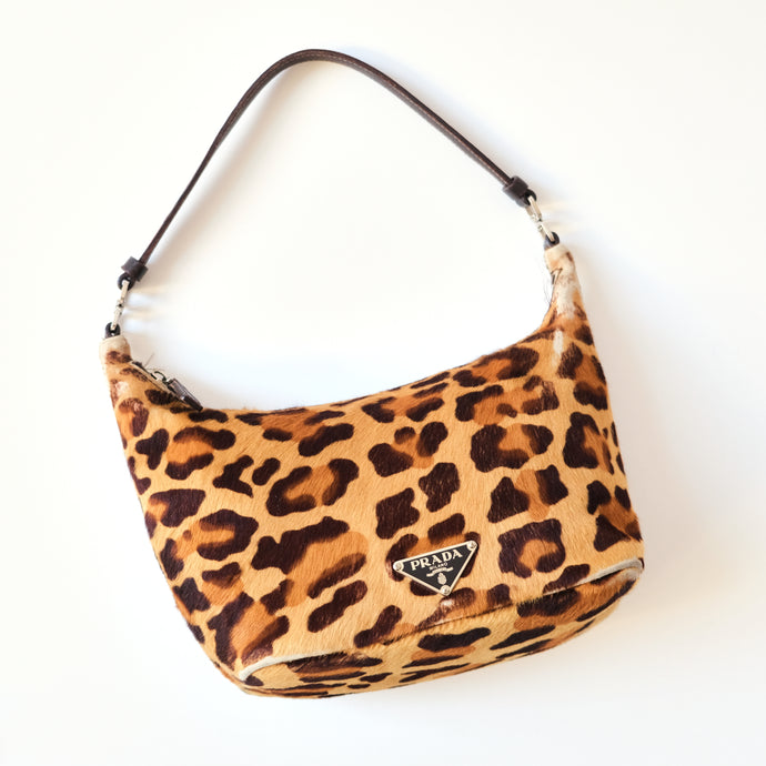 Prada Leopard Print Cavallino Shoulder Bag