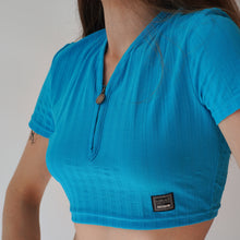 Load image into Gallery viewer, Versace Jeans Couture Blue Crop Top