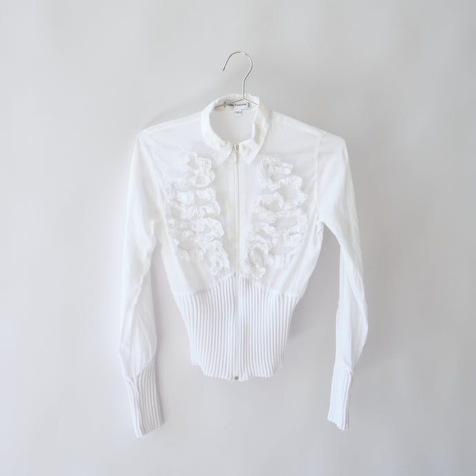 90s Anne Fontaine Ruffle Blouse