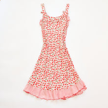 Load image into Gallery viewer, 90s Cherry Print Silk Midi Dress
