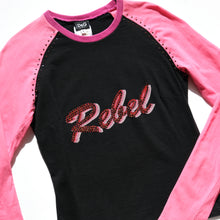 Load image into Gallery viewer, Rare 2000s &#39;Rebel&#39; Sparkly Longsleeve