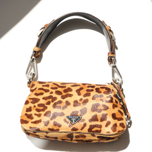 Vintage Leopard Print Cavallino Shoulder Bag