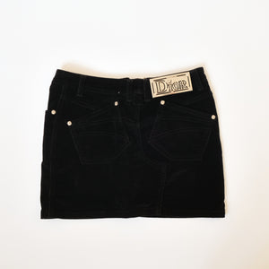 2000s Corduroy Black Mini Skirt