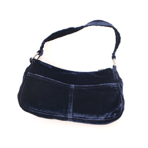 Crushed Blue Velvet Shoulder Bag