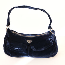 Load image into Gallery viewer, Crushed Blue Velvet Shoulder Bag