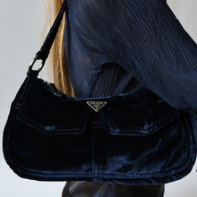 Load image into Gallery viewer, Crushed Blue Velvet Shoulder Bag