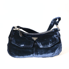 Load image into Gallery viewer, Crushed Blue Velvet Shoulder Bag