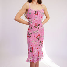 Load image into Gallery viewer, Adorable 90s Parisian Vintage Cherry Print Dress