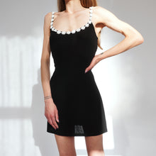 Load image into Gallery viewer, 90s Daisy Trim Little Black Dress