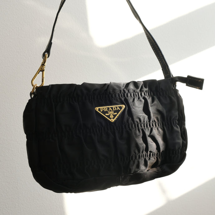 Black Ruched Tessuto Gaufre Bag