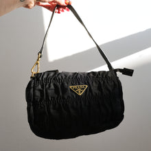 Load image into Gallery viewer, Black Ruched Tessuto Gaufre Bag