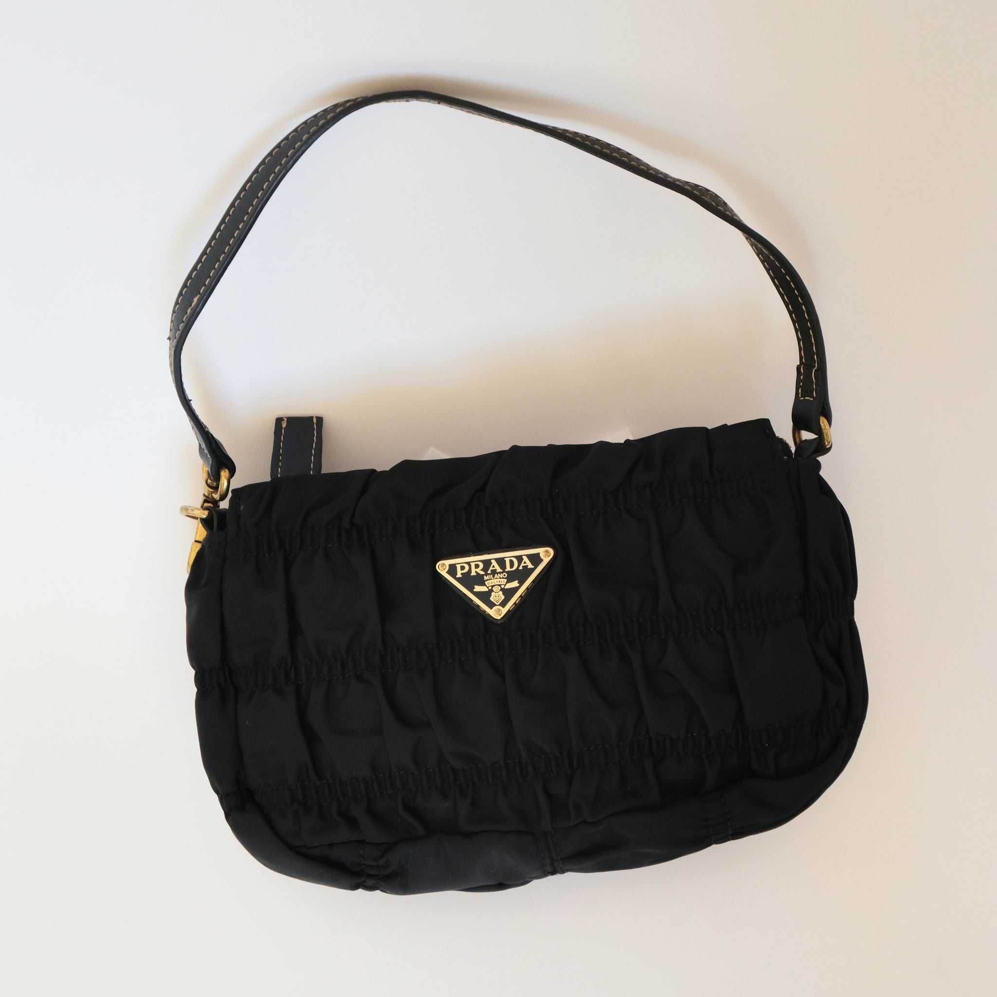 Black Ruched Tessuto Gaufre Bag kikovintage