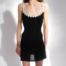 Load image into Gallery viewer, 90s Daisy Trim Little Black Dress