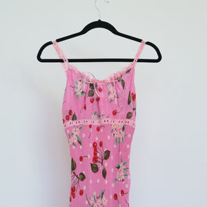 Adorable 90s Parisian Vintage Cherry Print Dress