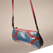 Load image into Gallery viewer, 2000s Prada Maroon and Blue Leather Shoulder Bag