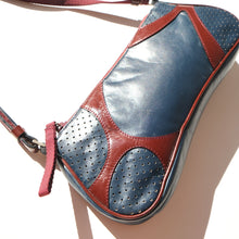 Load image into Gallery viewer, 2000s Prada Maroon and Blue Leather Shoulder Bag