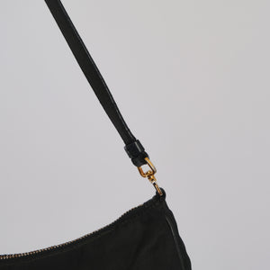 2000s Tessuto Black Baguette Bag
