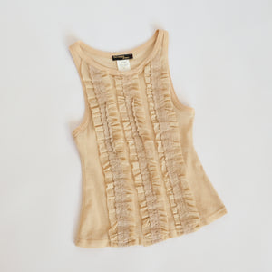 1990s Rectangle Blanc Mesh Tank Top