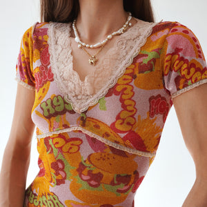 1990s Hysteric Glamour Sparkly Burger Top