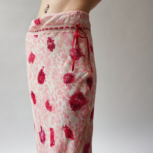 2000s Floral Pink Midi Skirt