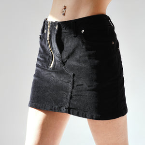 2000s Corduroy Black Mini Skirt