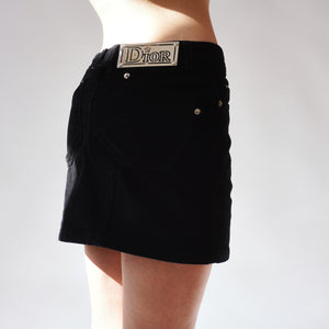 2000s Corduroy Black Mini Skirt