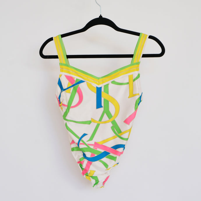 80s YSL High Cut One Piece Swimsuit