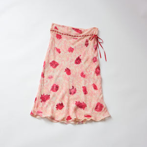 2000s Floral Pink Midi Skirt