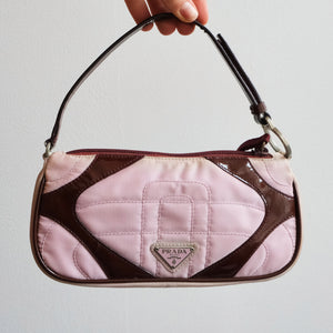 Pink and Red Leather & Nylon Mini Bag