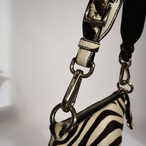 Vintage Zebra Print Pony Hair Shoulder Bag