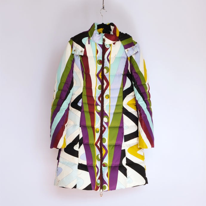 Long Abstract Puffer Jacket