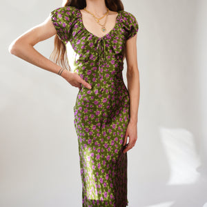 1990s Silk Milkmaid Dress