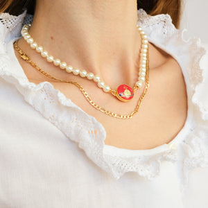 Enamel Orb Pearl Choker